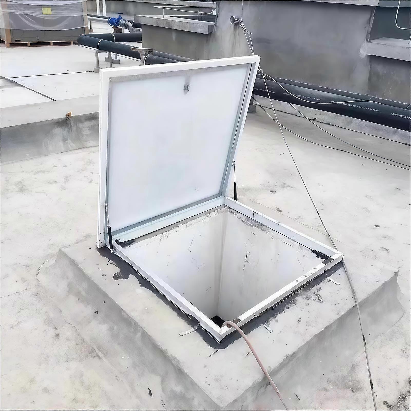 Roof hatch cover, emergency exit and ventilation for motorhomes, 80x80cm white