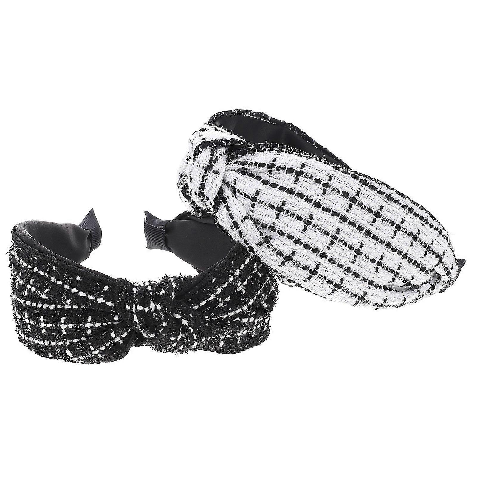 Elegant 2PCS Hair Hoops for Women – Wide Brimmed Headdress in Black & White, Simple Fashionable Accessories for Daily Wear & Face Washing