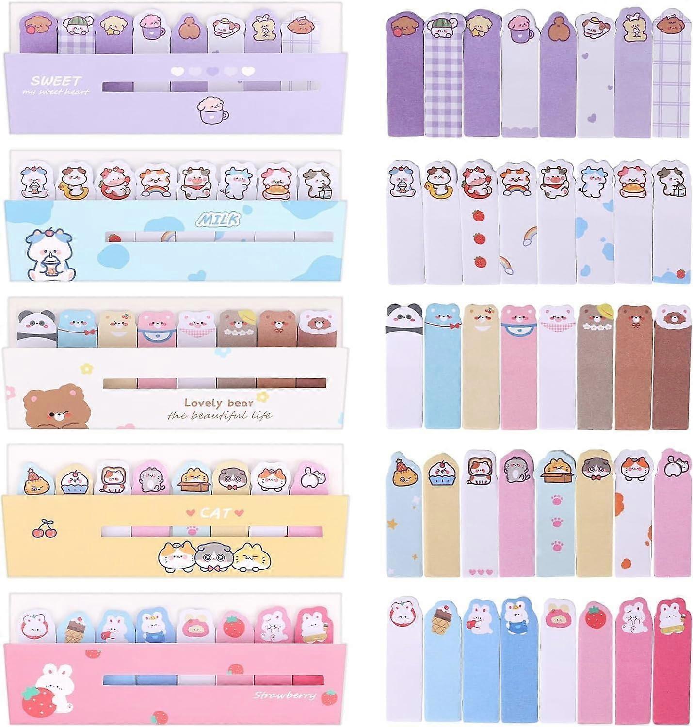 Cute Self Adhesive Index Tabs Cartoon Page Flags Animal-Themed Bookmarks Mini Sticky Notes For Notebooks And Files