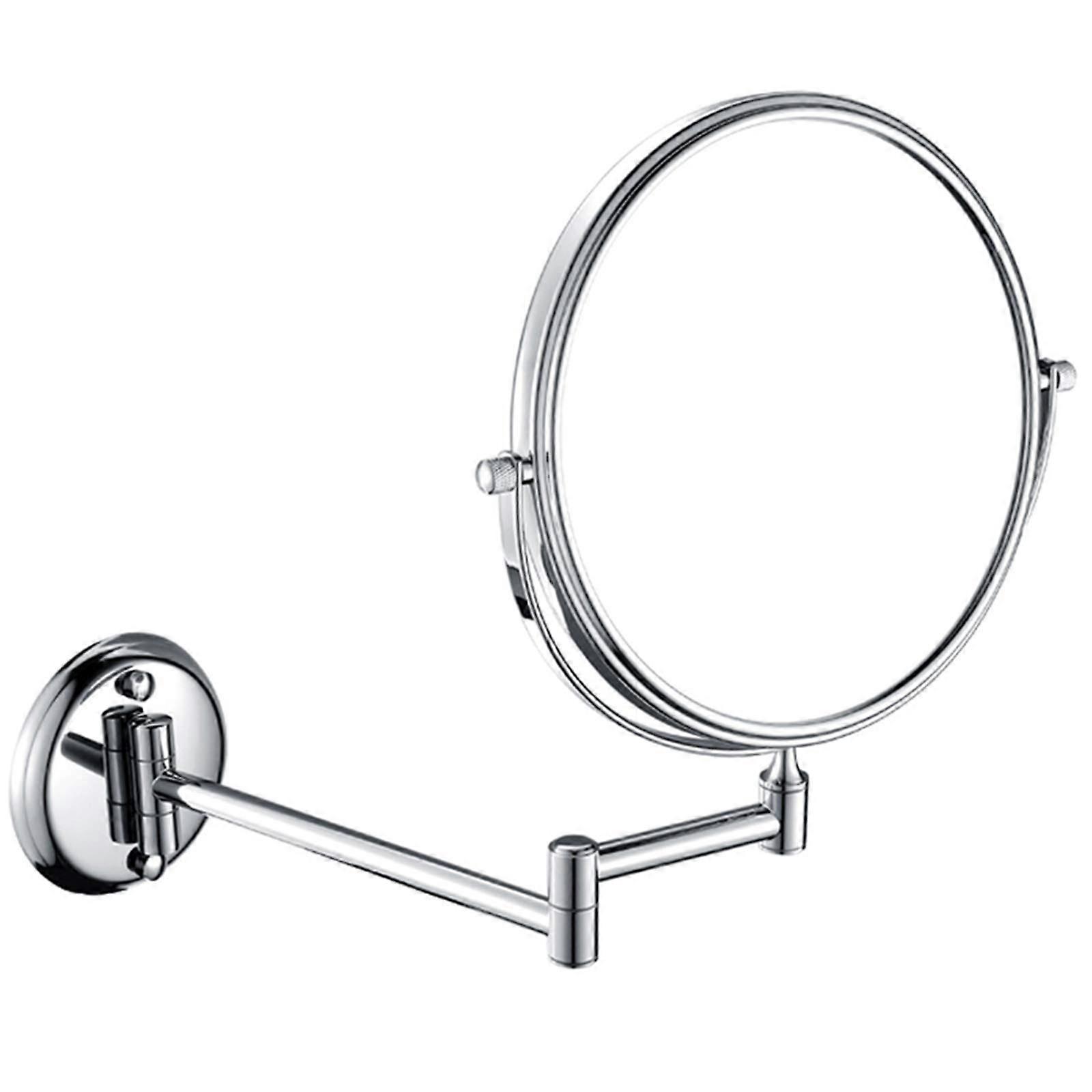 Wallmounted 8inch brass magnifying mirror, round, doublesided, 360° rotatable, rose gold, 3X/7X.