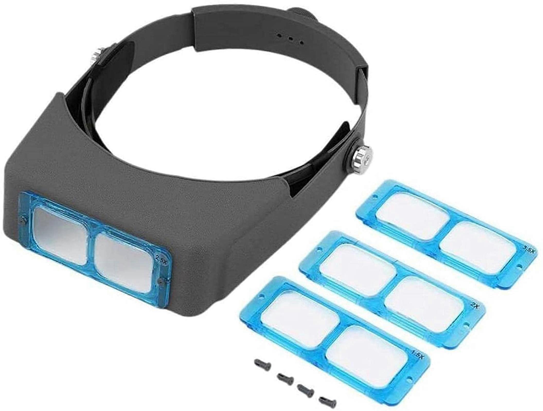 Double Lens Head-Mounted Magnifying Glass with 4x Magnification, Adjustable Headband, Lightweight Design, Easy to Wear