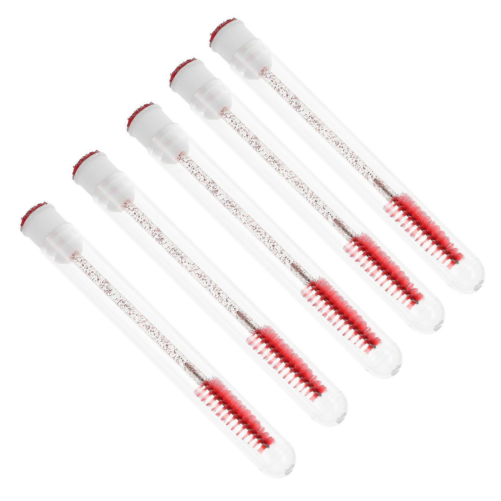 Eyelash Brush with Comfortable Handle for Home Use Made of Plastic Red Color 10pcs