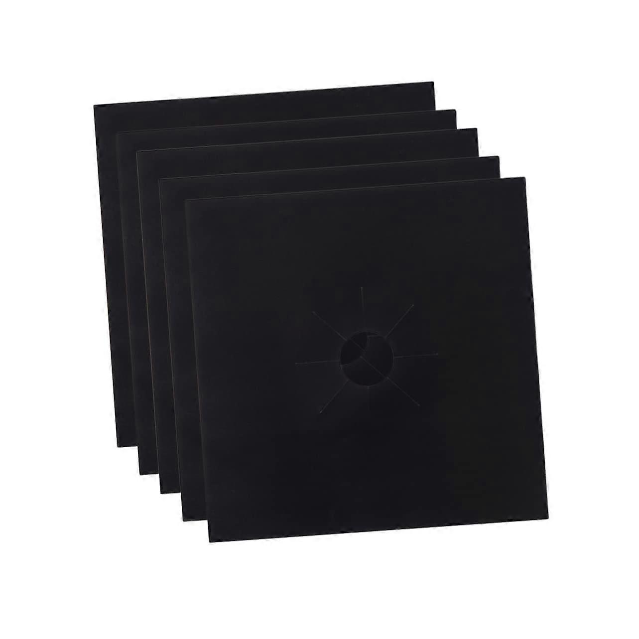 Pack of 5 Gas Stove Liners for Cooking Gas Stoves Hob Protector Black 27*0.008 cm