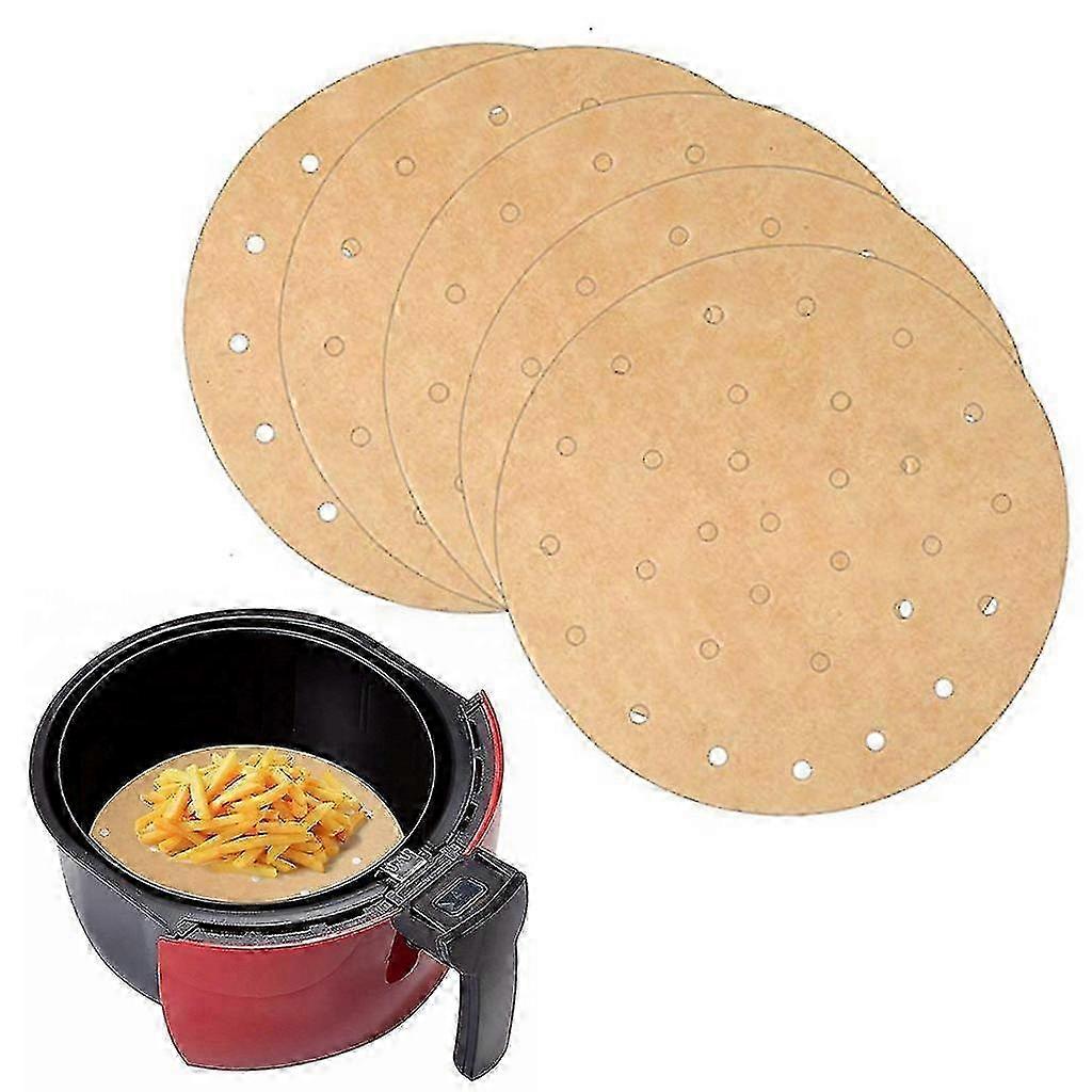 ZENGO 100pcs Round Unbleached Perforated Parchment Paper Liners Perfect For Air Fryer Streamer Pans Replacement No More Cleaning