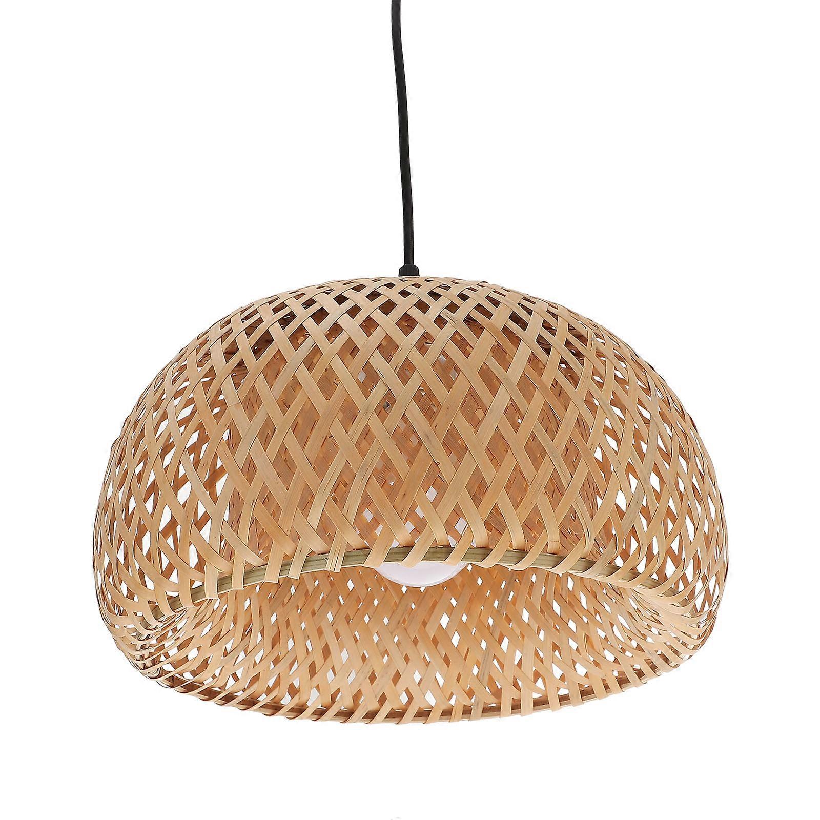 Wicker Rattan Plug In Pendant Lamp with Bamboo Shade – Easy Install Hanging Light for Bedroom, Kitchen, Bar, and Restaurant Use