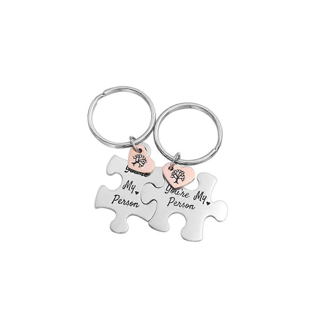 Love Heart Keychain Couples Key Chains Titanium Steel 4*2.69cm Silver Expressing Love and Preventing Key Loss 1 Pair