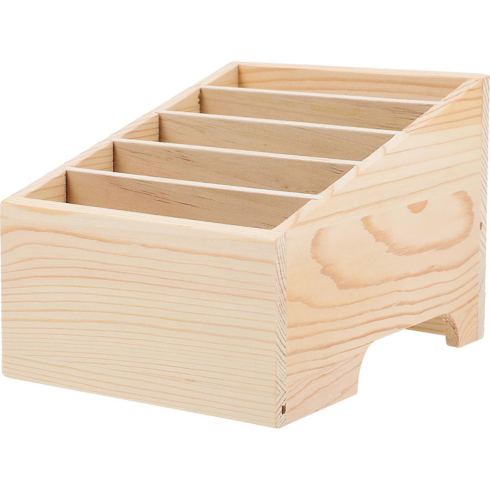 Desk Storage Box Wooden Tabletop Smartphone Holder for Office 17.50X14.00X13.00CM Tidy Desk Students 1Set
