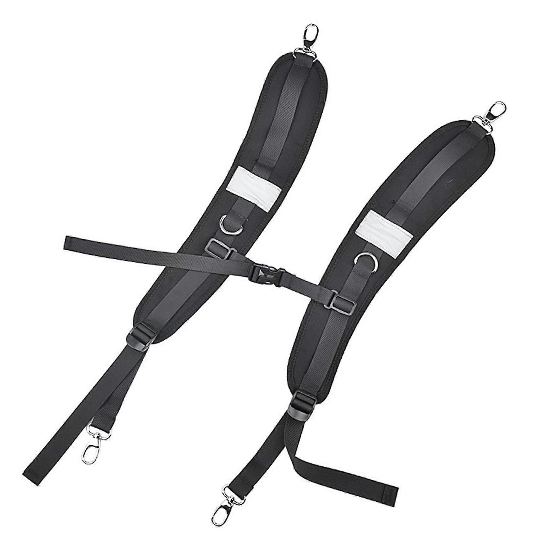 Adjustable Backpack Shoulder Straps with Reflective Padding for Travel, Camping (Black)