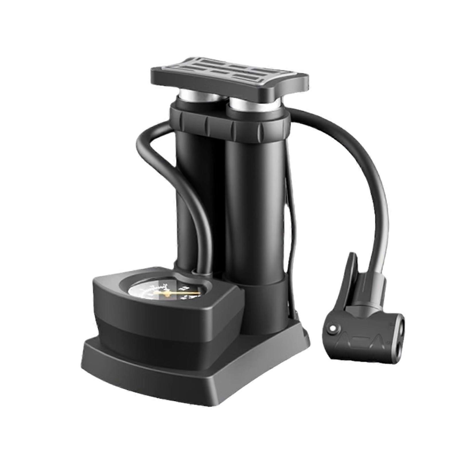 Portable Bicycle Pump Foot-Activated Floor Pump With Gauge, High-Pressure Double-Barrel Air Pump For Car Tyres