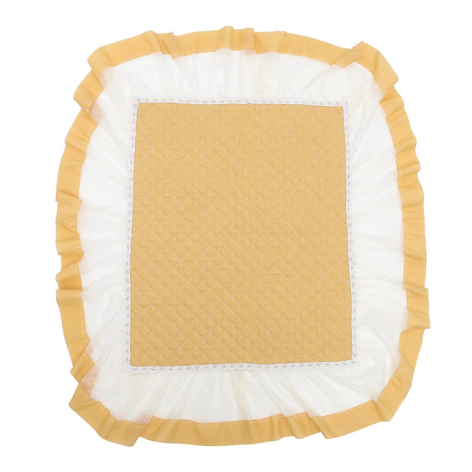 Durable Plush Yellow Furniture Cover with Lace Design for Home Use and Dust Isolation Fits Various Sizes