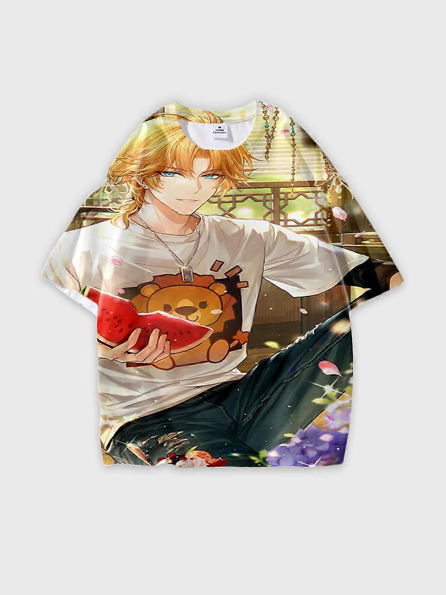 T-shirt round neck Role Pattern loose short sleeve E3676