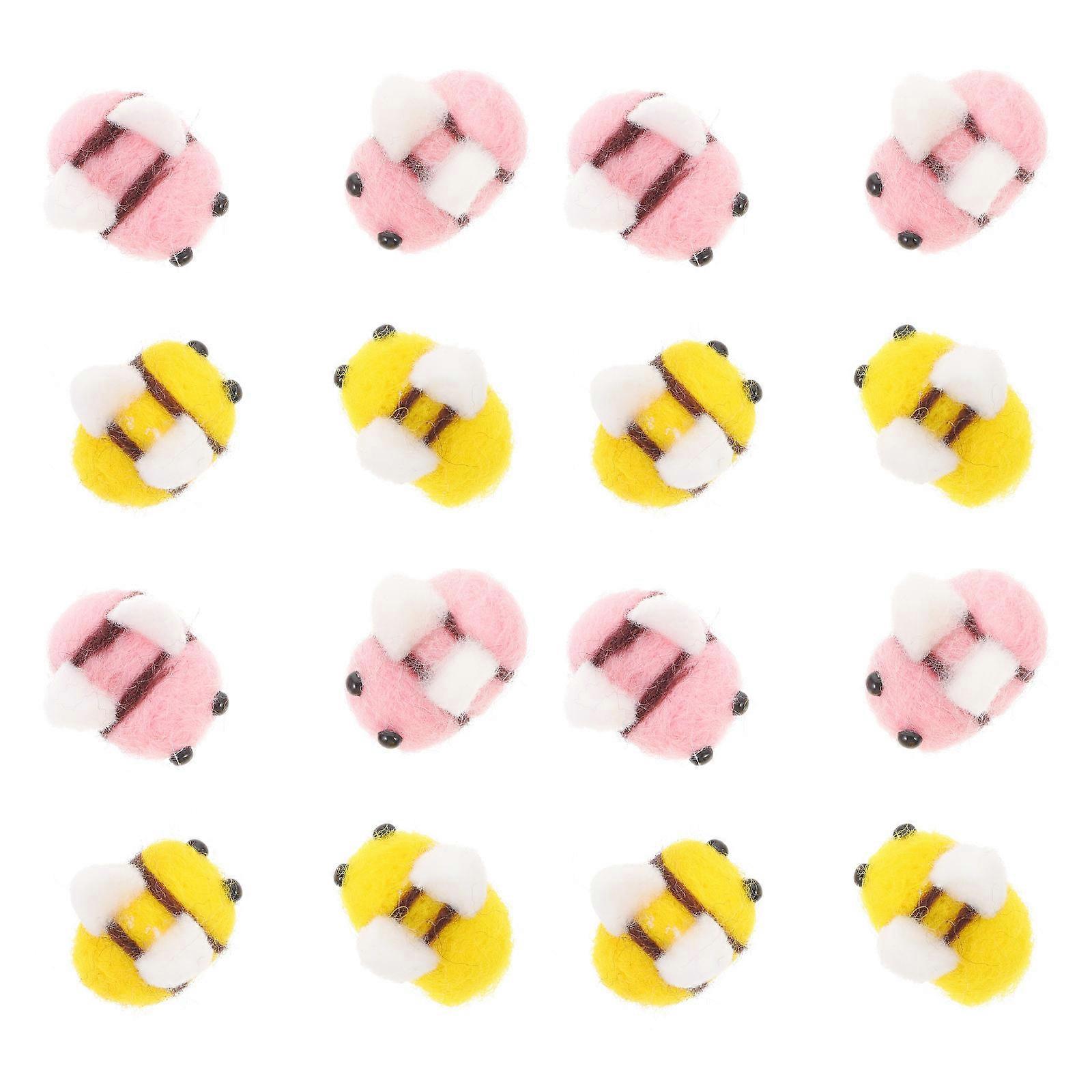 MLINS 24Pcs DIY Wool Felt Bee Shape Accessory Handcraft Material Decorative Clothes Hat