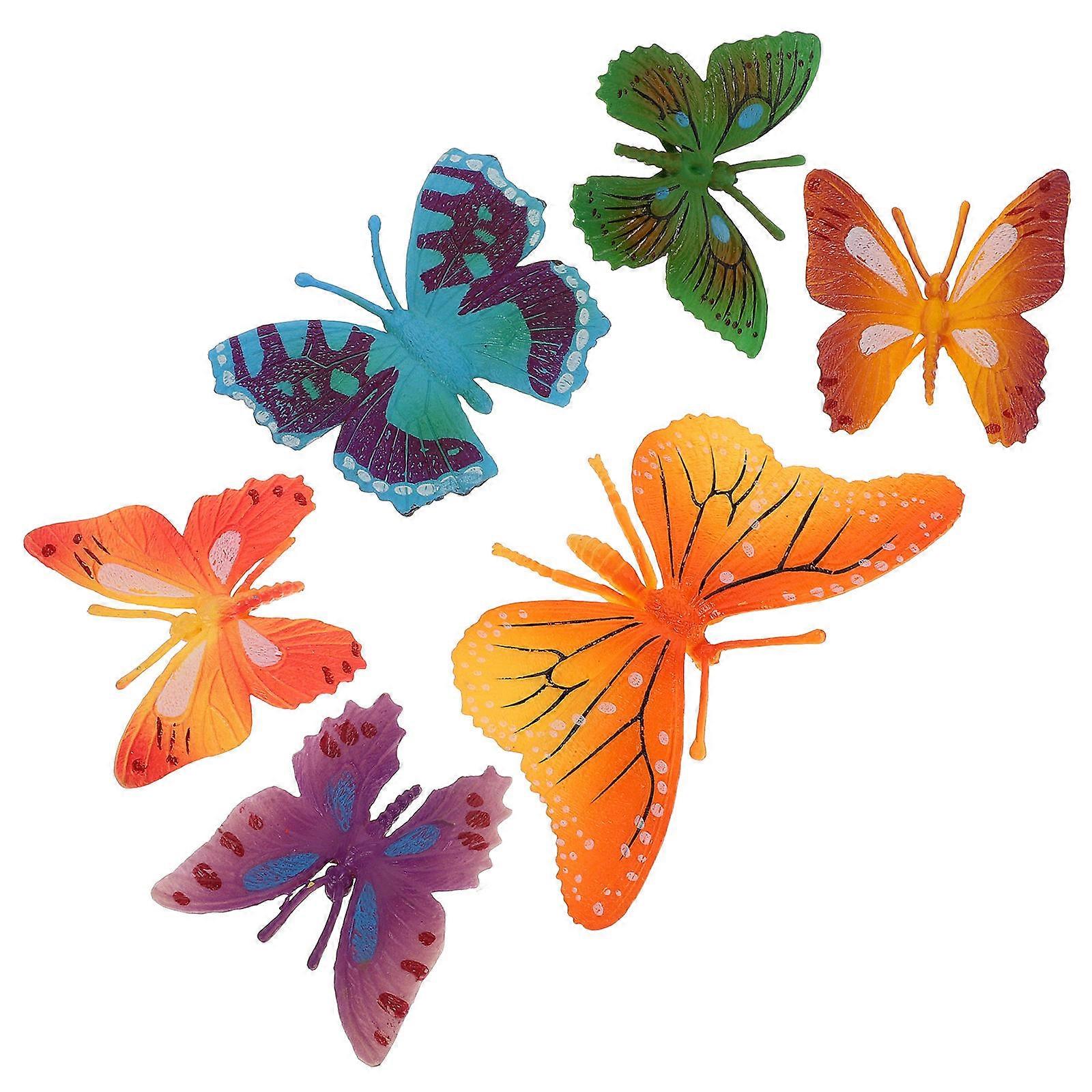 6pcs Colorful Realistic Fake Butterflies for Cognitive Development, Safe Soft Educational Play, Birthday Party Favors & Crafts