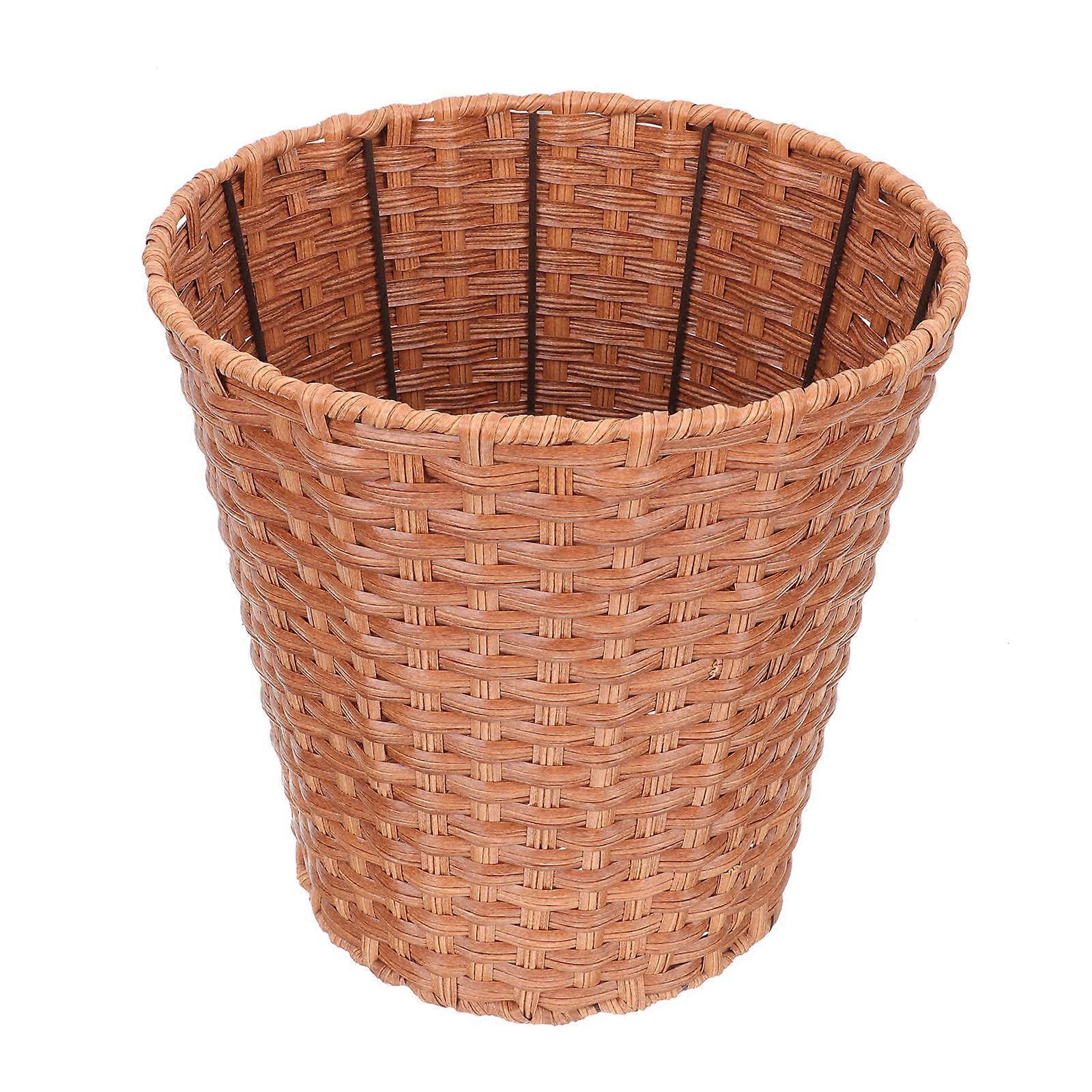Light Brown Simulation Rattan Woven Basket for Decor Made of Plastic Suitable for Home Storage