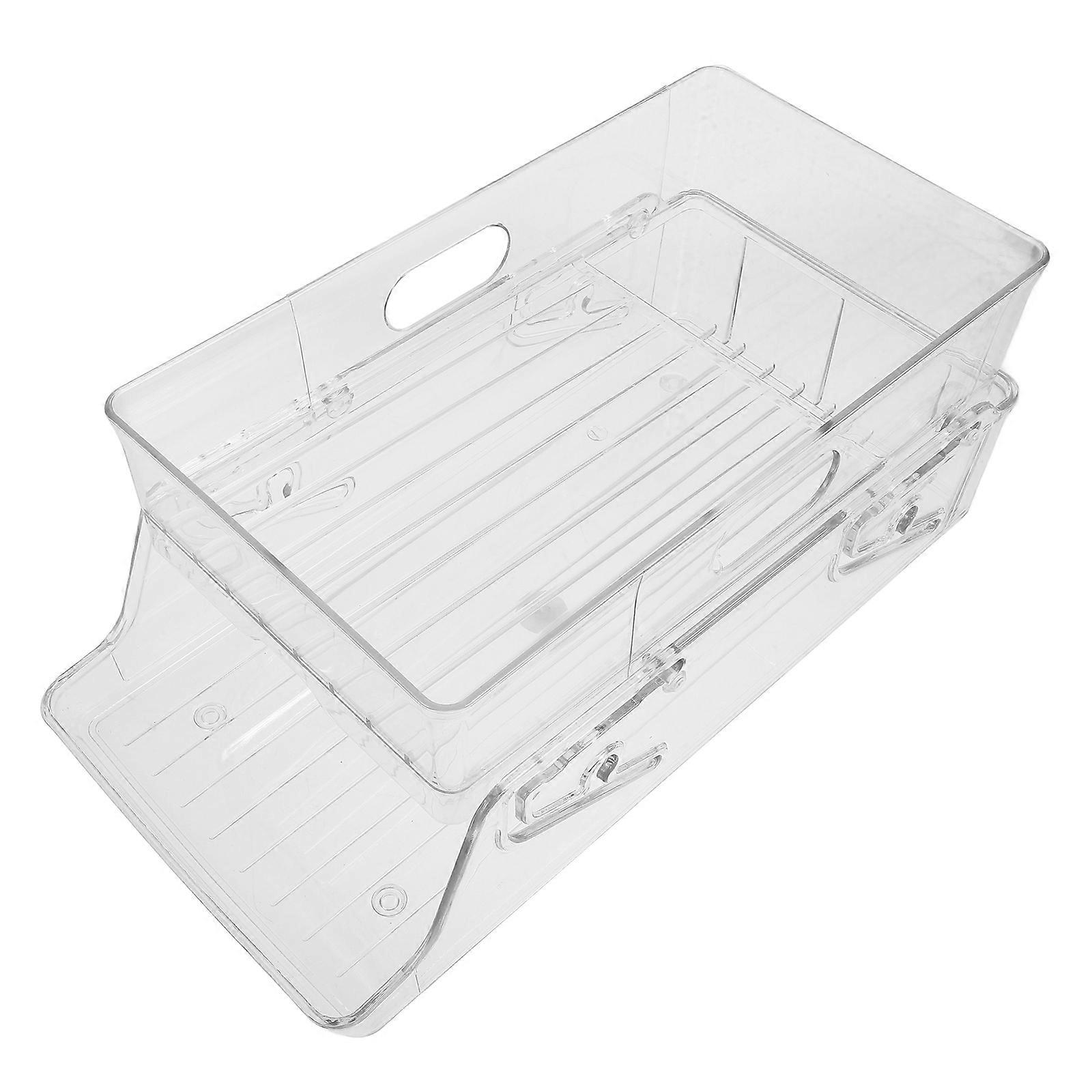 Transparent Rolling Drink Organizer for Bathroom PET SpaceSaving Soda Can Storage Rack 12.5 x 5.5 x 5.5 Inches
