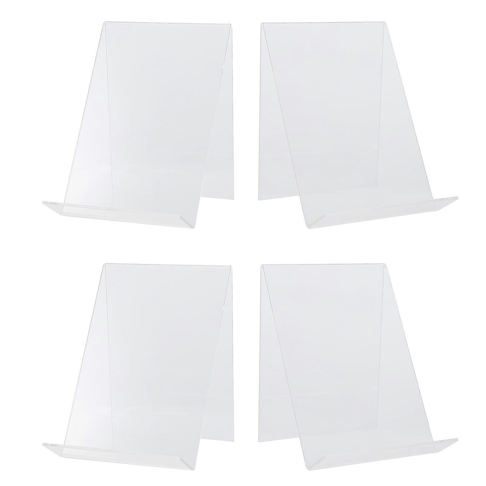 4Pcs Transparent Acrylic Holders For Book Storage And Display 11.5X10X13CM Inclined Stand Practical