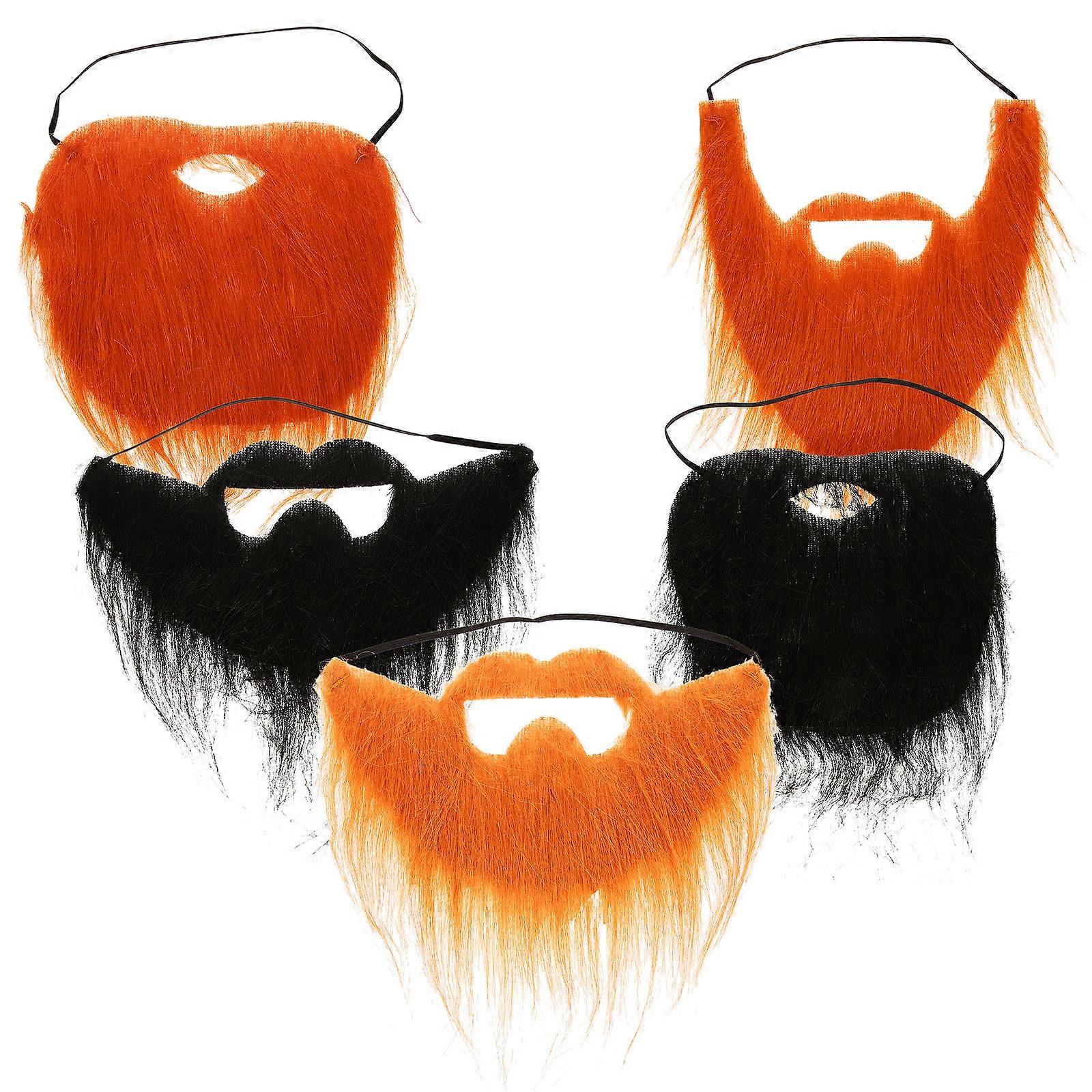 5Pcs Self Adhesive Fake Mustaches Accessory Brown For Children And Adults During Halloween Parties