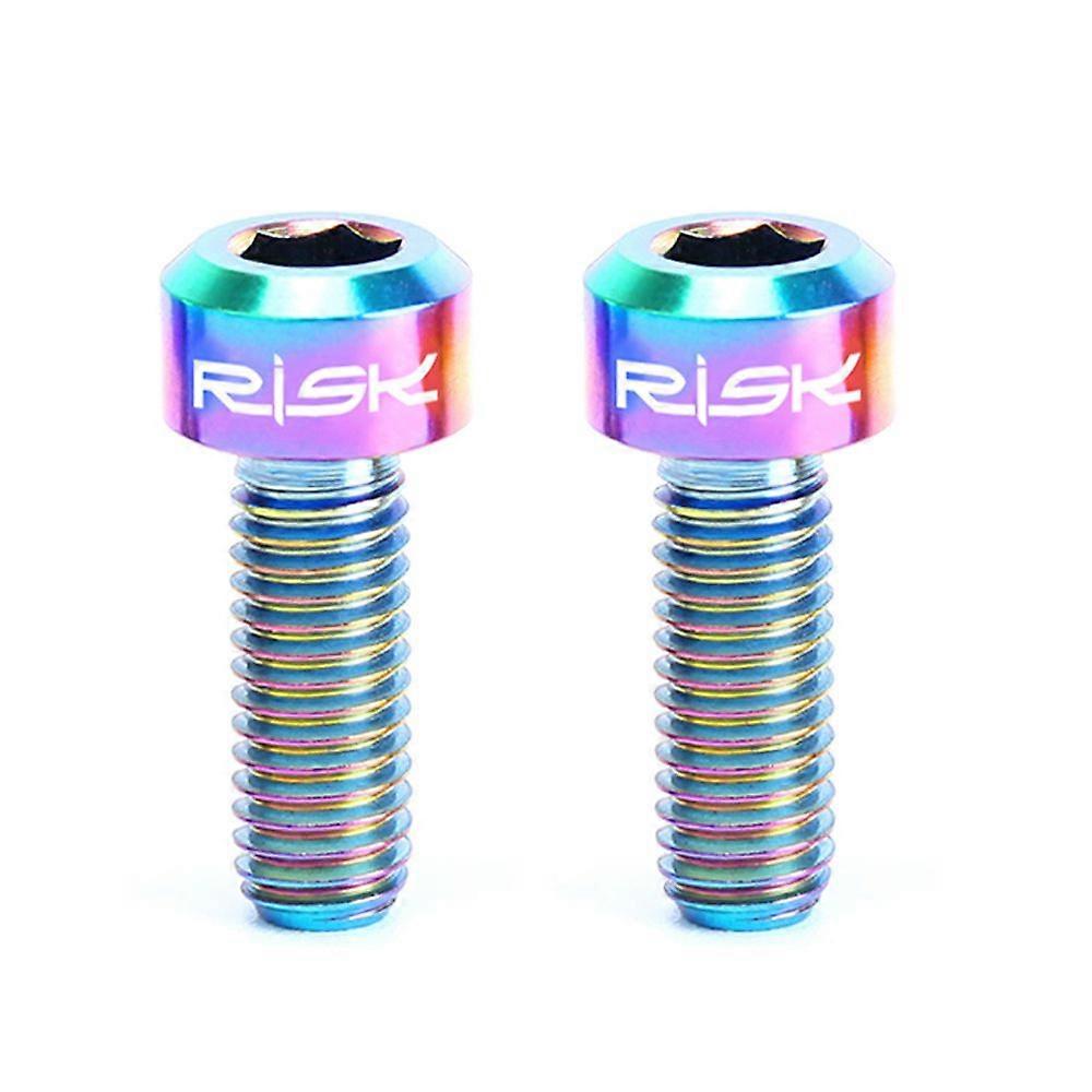 RISK 2PCS M514mm Titanium Bolts for Bike Thumb Shifter Fixed Screws Ti Conjoined Hexagon Ti Screws Ti Fastener MTB Bicycle Parts