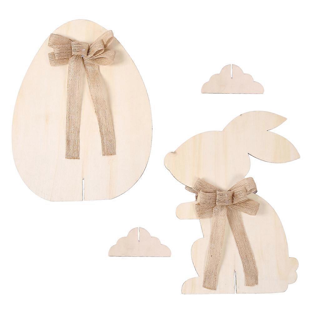 Easter Wooden Rabbit Decor Durable and Rustic for Home Farmhouse Adornment Beige 2 Sets