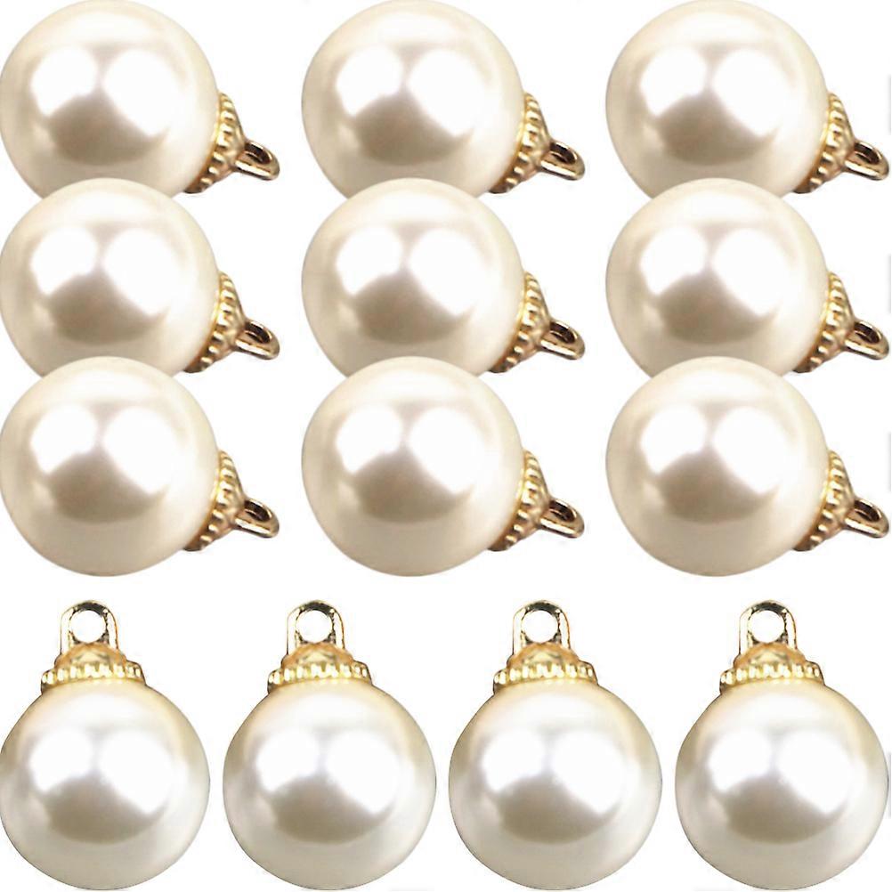 DIY Beige Pearl Charms with Alloy Loops for Jewelry Making Necklaces Earrings Bracelets 50pcs