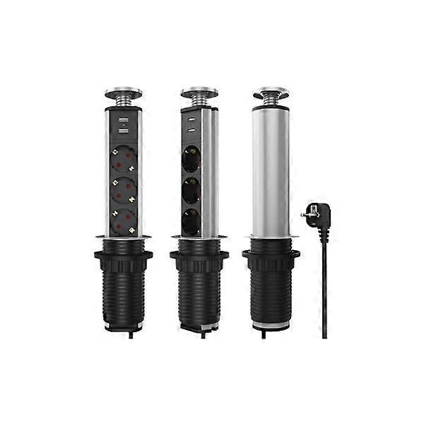 Extendable power strip, 3-way socket, 2m power cable