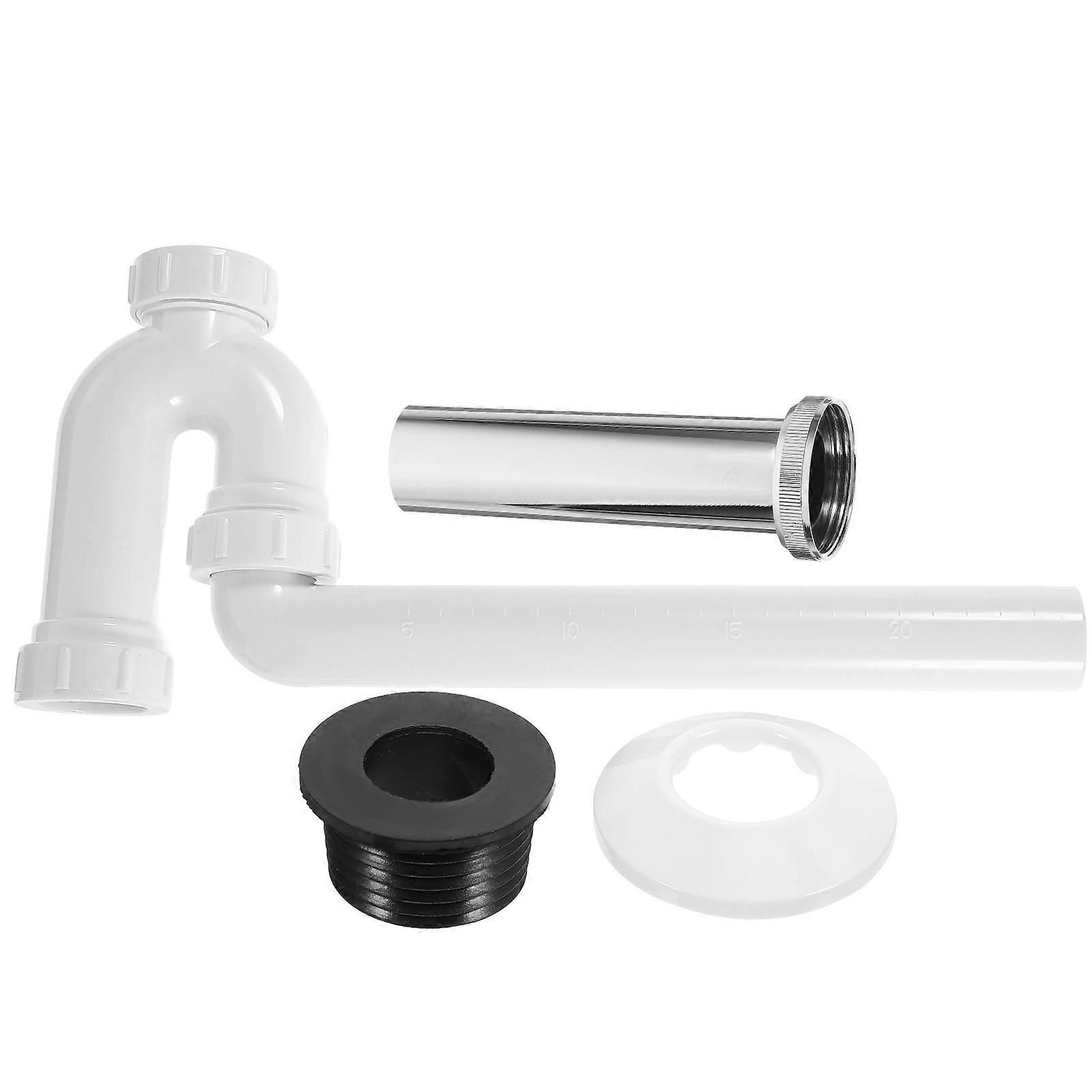 Sink Drain Supply Basin Water Pipe Kitchen Bathroom Sink Drain Pipe PVC Space-saving Design Homeowners 13×5.7×1.9in 1Set