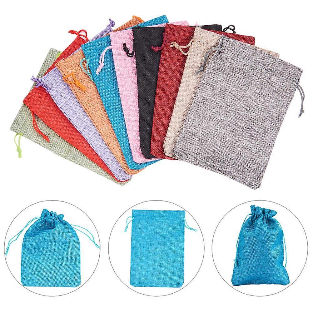 Linen Jewelry Bags with Drawstring Design for Storage Use Assorted Pcs 13x18cm