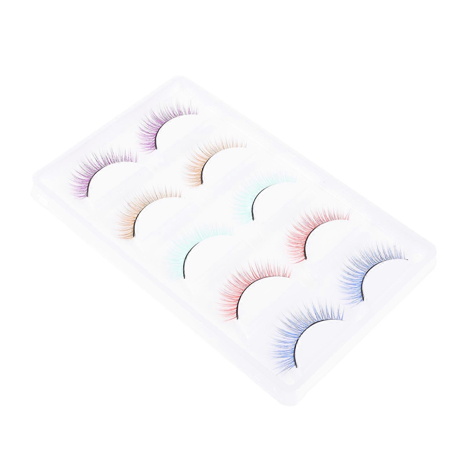 5 Pairs Colorful False Eyelashes – Lightweight, Comfortable, Flexible for Daily & Party Wear – Easy to Clean & Reusable Makeup Lashes for Women