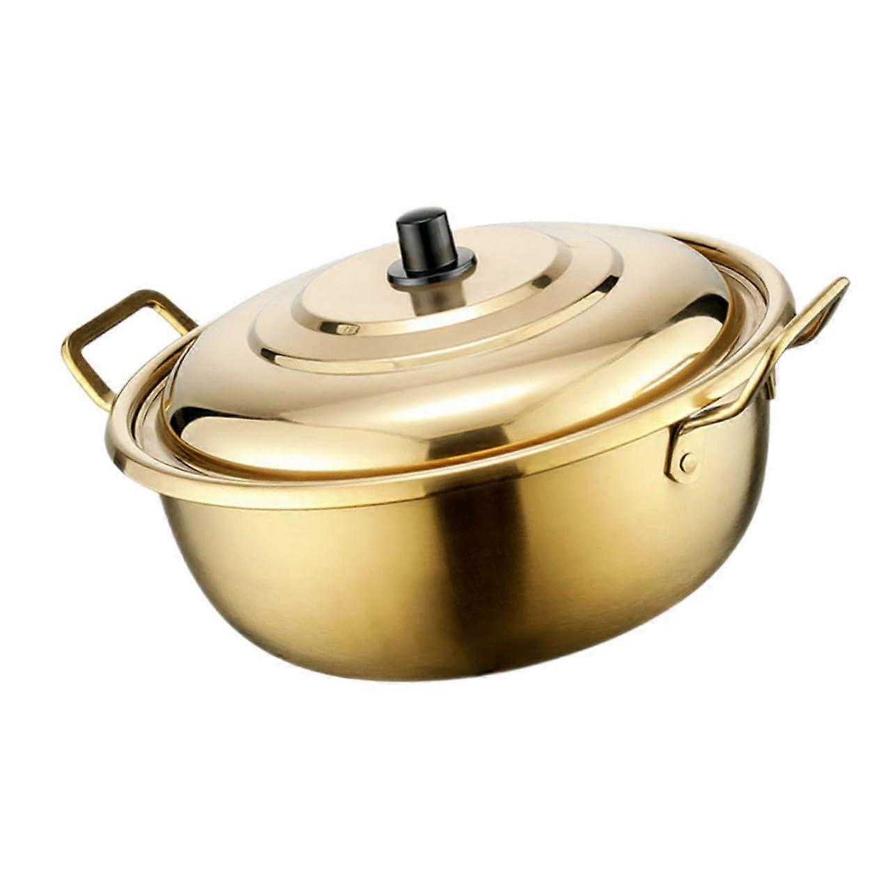 Soup Pot with Double Handles, Stainless Steel Pasta and Ramen Cookware, 5 Quart Cooking Pot