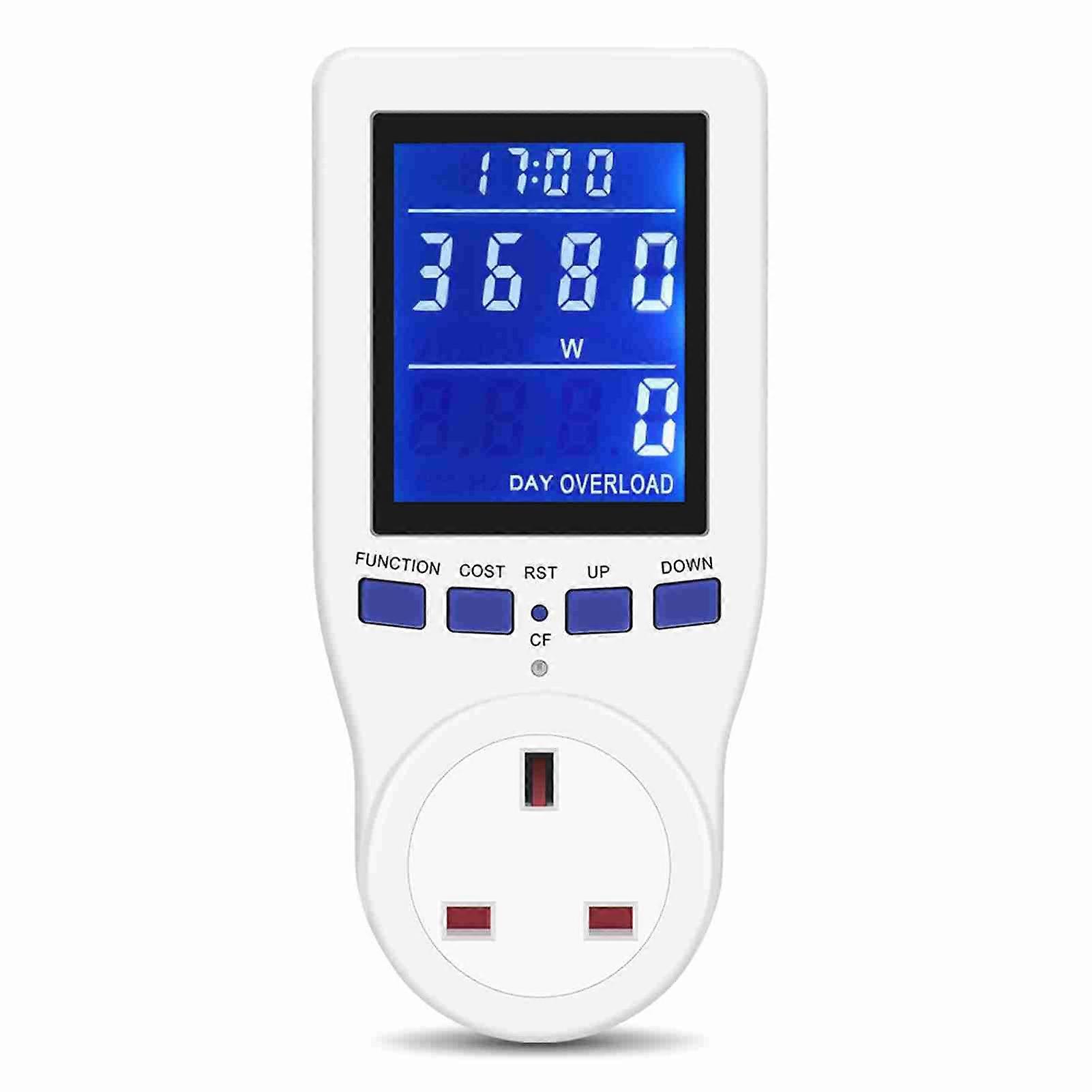 Plug Power Meter Energy Monitor Electricity Usage Volt Amps Watt kWh Consumption