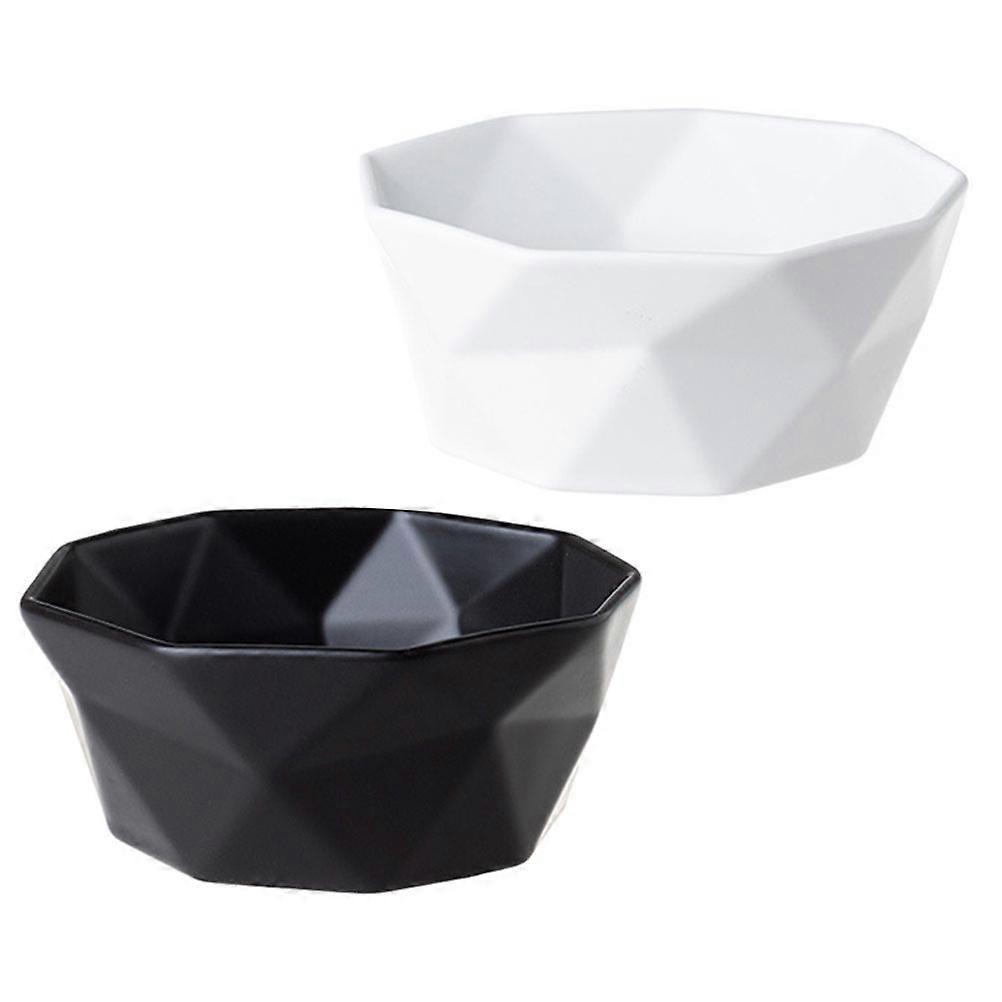 Ceramic Rice Bowl for Home Use Assorted Color Simple Design Practical Food Serving Supply 2 Pcs