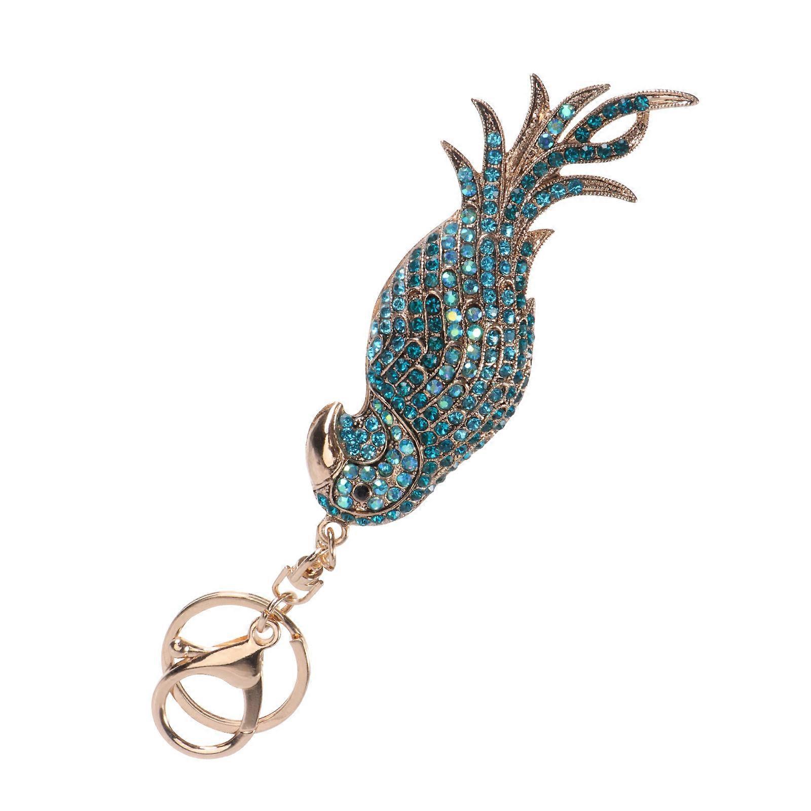 Creative Keychain 1Pcs Blue Durable Alloy Keychain Decor with Diamond