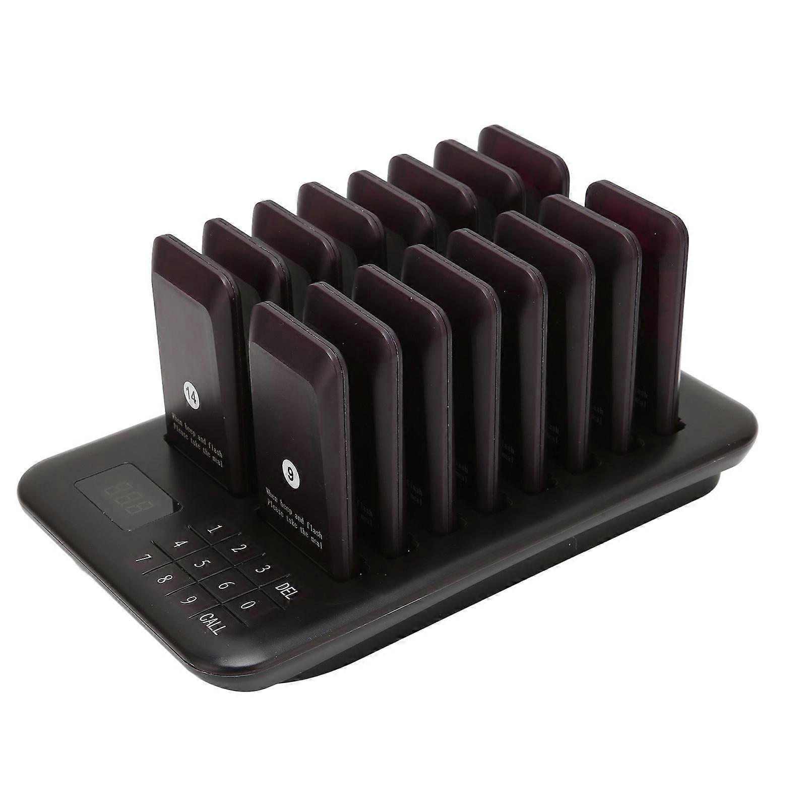 Drahtloses Anrufsystem 1 Host steuert 16 Pager 800 Meter Übertragung Wasserdichtes Anruf-Pager-System 100-240V EU-Stecker 