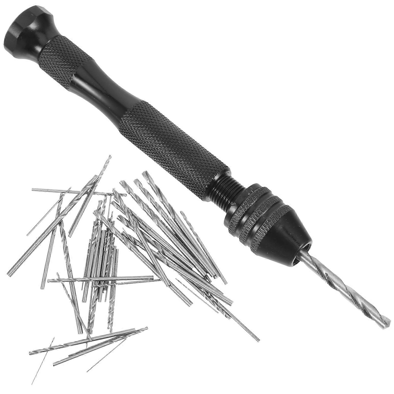 Hand Drill With Drill Bits Manual Drilling Tool For Craft Projects Hobbyists Compact 1 Set