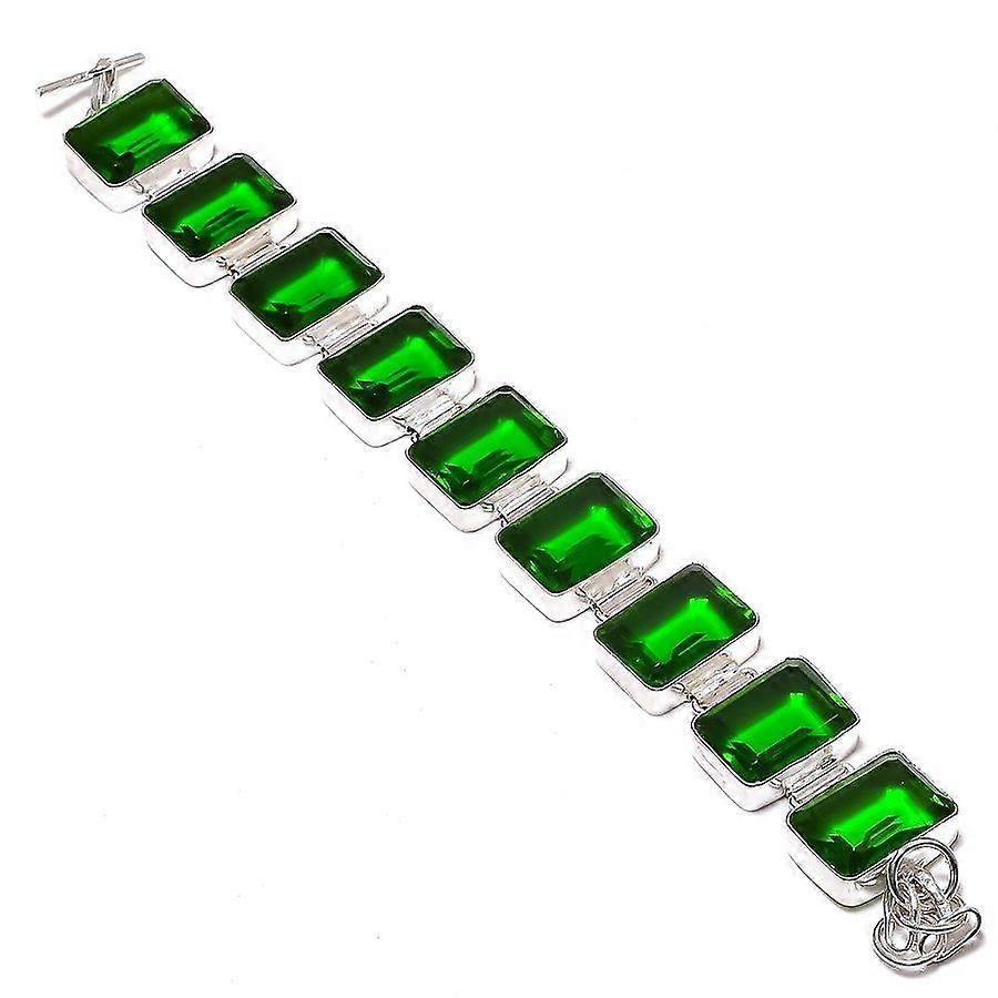 Natural Peridot Gemstone Handmade 925 Sterling Silver Bracelet 7-8" W2Y10