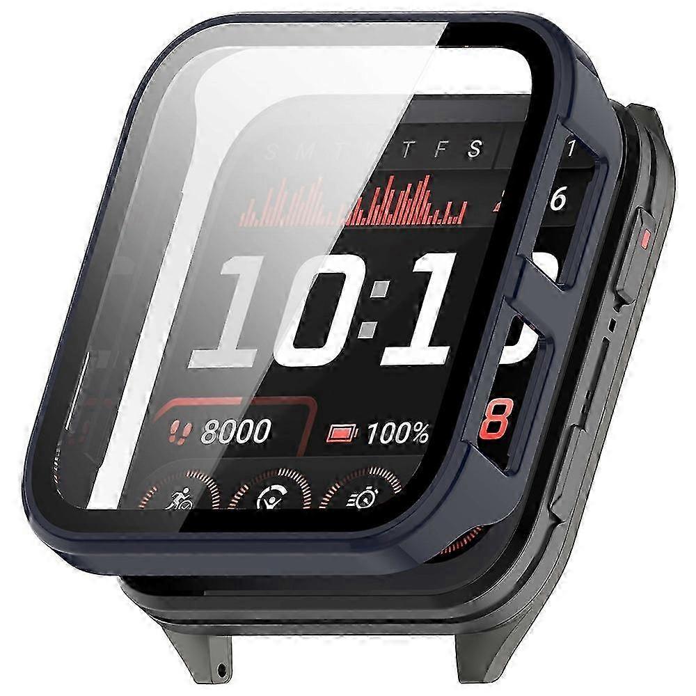 Compatible For Garmin Venu X1 Hard PC Watch Protective Case with Tempered Glass Film(Blue)