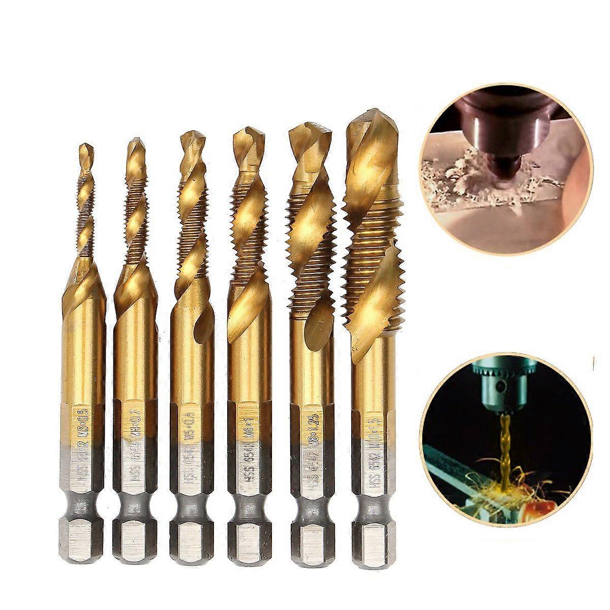 Cat5e Outdoor 6542 HSS M3-M10 Combined Drill Tap Bit Hex Metric Deburring Countersink Drill Bit M5