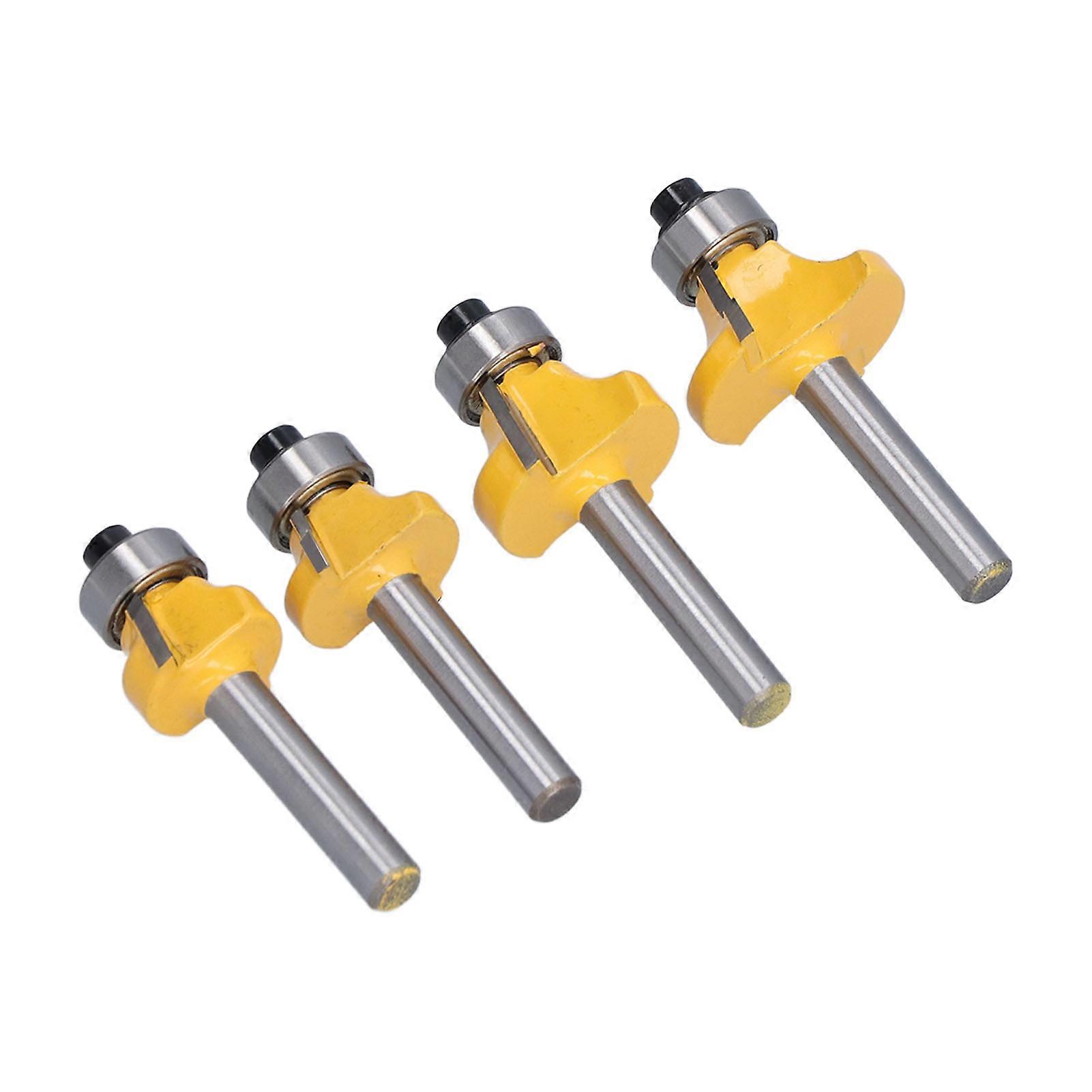4Pcs 1/4in Shank Round Over Flush Trim Router Bit Set Kit