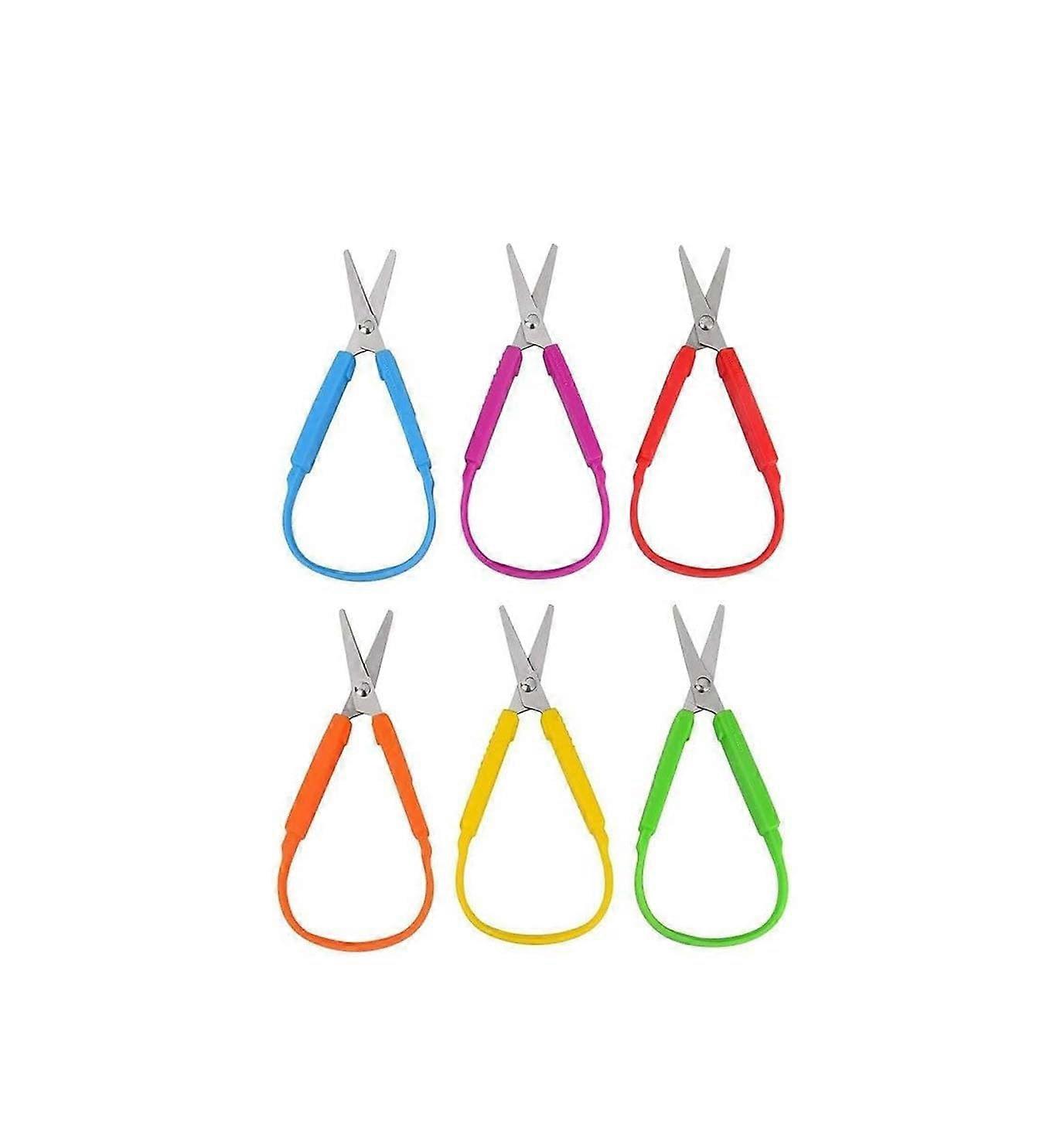 Loop Scissors Self-Opening Safety Scissors With Adaptive Handles, 6-Piece Set, Kids And Adults, Paper Cutting, Sewing