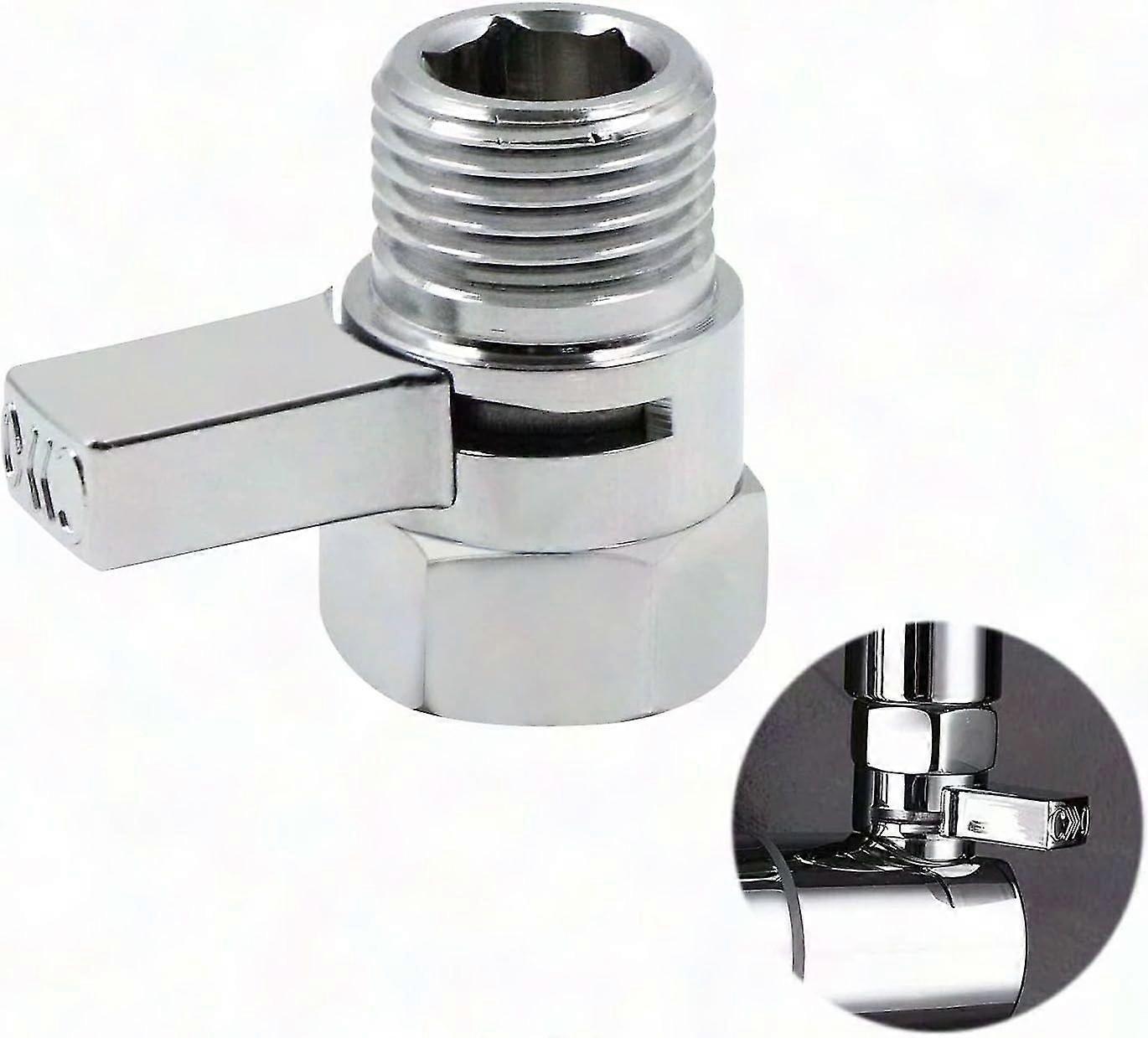 Chrome Angle Shut-Off Valve for Shower Head - G1/2" Thread External Faucet, Universal Flow Control Replacement, Angle Valve Chrome Finish