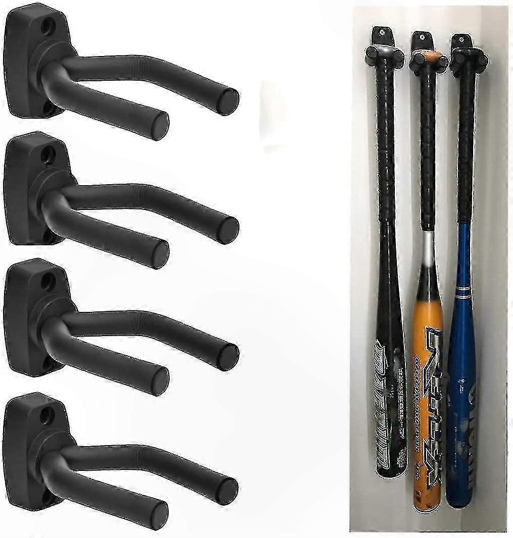 Vertical Baseball Bat Rack Wall Mount for Storage and Display, 4-Pack Black Holder