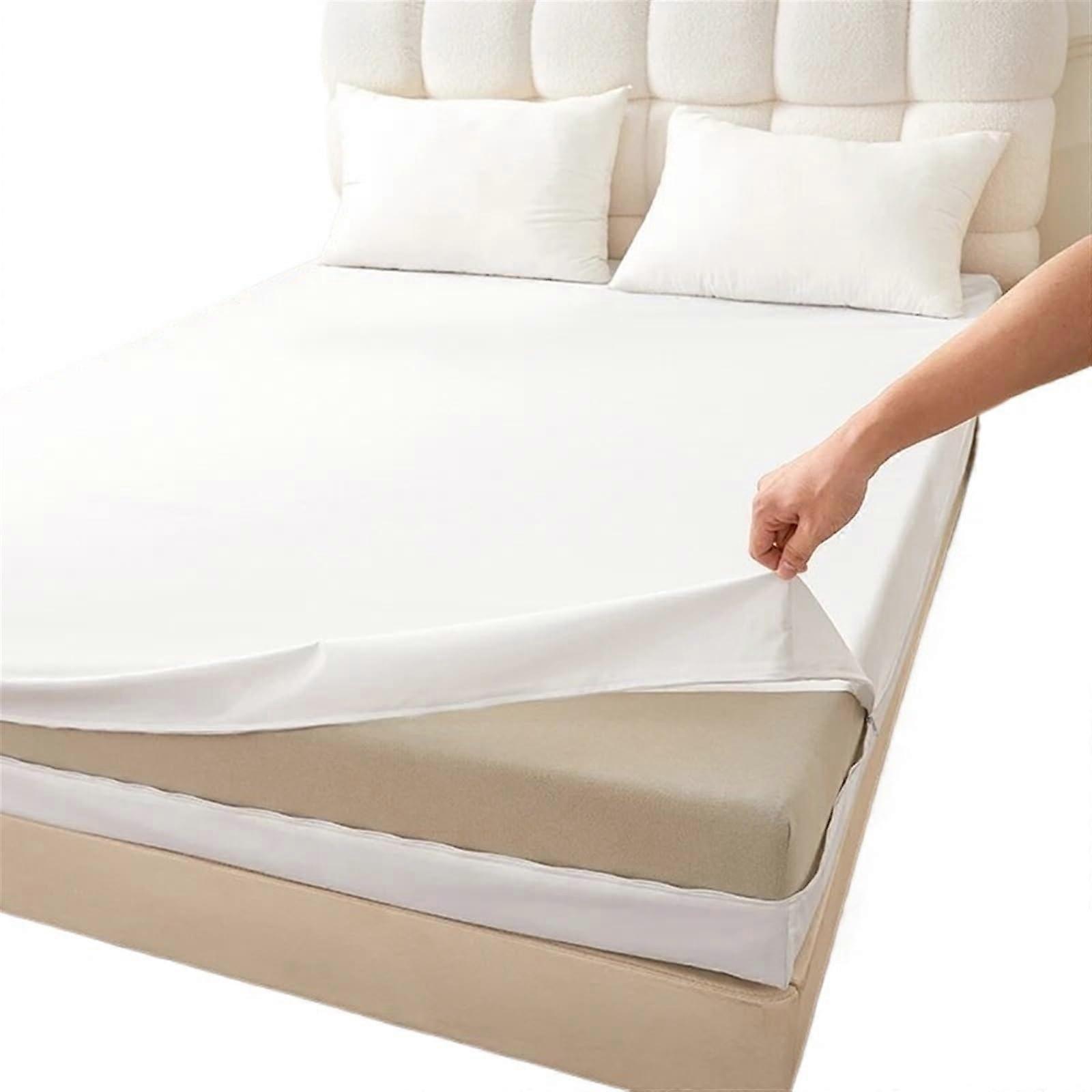 Waterproof Mattress Cover Protector Soft Breathable Fitted 120x200x30cm White