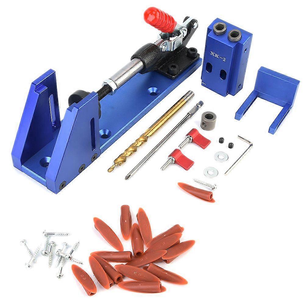 Wood Working Tool Pocket Hole Jig with Toggle Clamp and Step Drill Bit