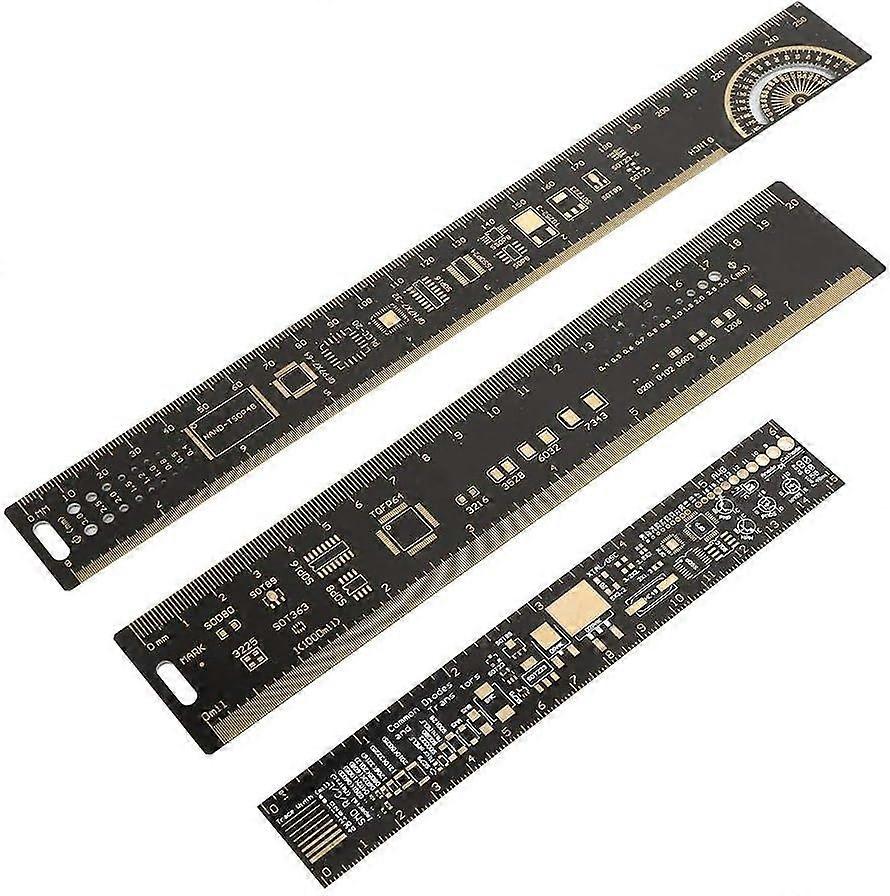 Multifunctional PCB Ruler 15/20/25cm PCB Ruler Kit Measuring Tool Design for Electronic Engineers Guazhuni （3Pcs）