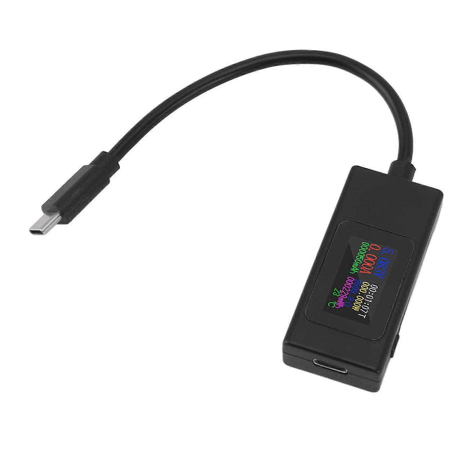 USB C Tester Multifunctional 0-6.5A 0-999999mAh TFT Screen Black