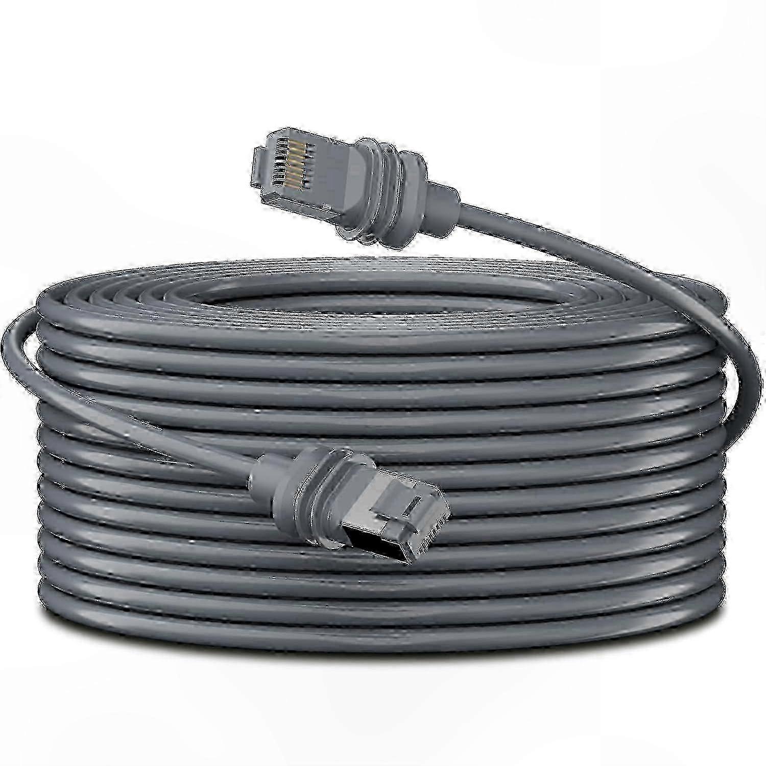 30M Outdoor Ethernet Cable - Waterproof RJ45 for Networking Kits, Grey