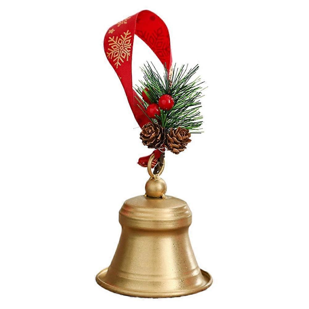 Vintage Metal Christmas Bells With Hanging Rope And Pine Cone Festival Tree