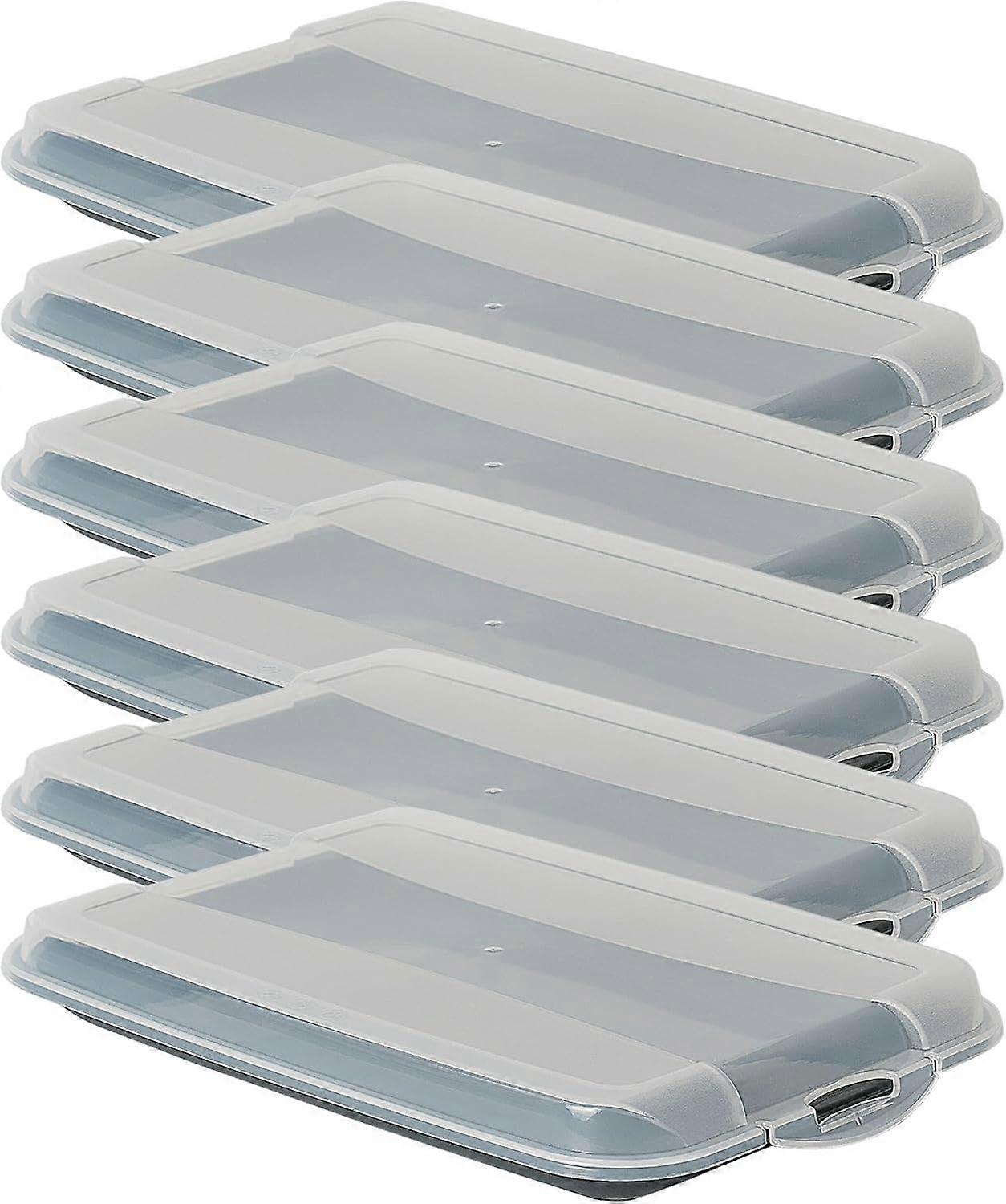Novaliv 6er-Set Anthrazit Premium Aufschnittbox mit Transparentem Deckel, Frischhaltedosen für Wurst