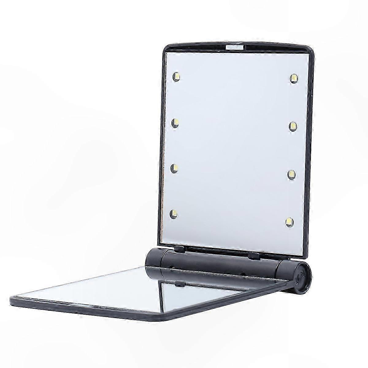 Double-Sided Folding Mini Makeup Mirror with LED Lights