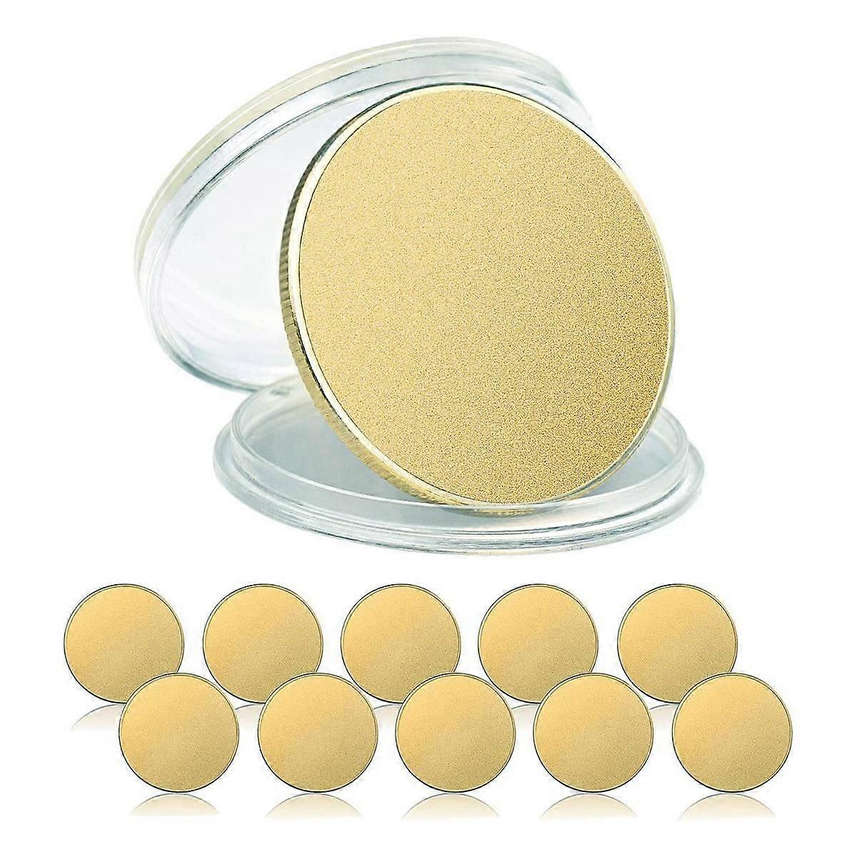 10 db üres, gravírozó érmék, 40mm átmérőjű, akril védődobozzal (sárgaréz)